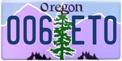 OR license plate 006ETO