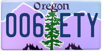 OR license plate 006ETY