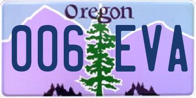 OR license plate 006EVA