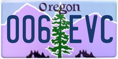 OR license plate 006EVC