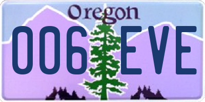 OR license plate 006EVE