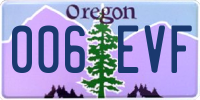 OR license plate 006EVF