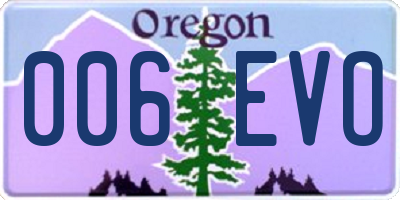 OR license plate 006EVO