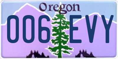 OR license plate 006EVY
