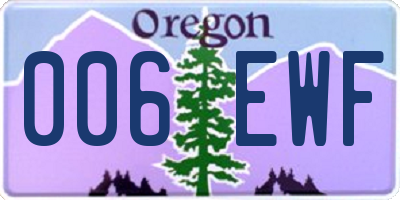 OR license plate 006EWF