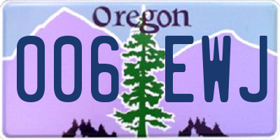 OR license plate 006EWJ