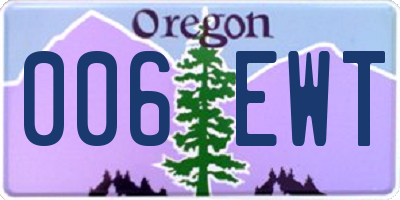 OR license plate 006EWT