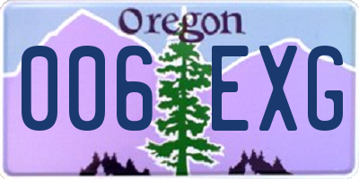 OR license plate 006EXG