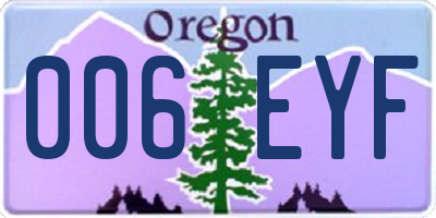 OR license plate 006EYF