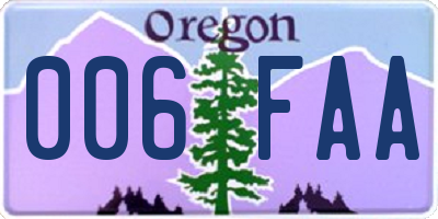 OR license plate 006FAA