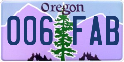 OR license plate 006FAB