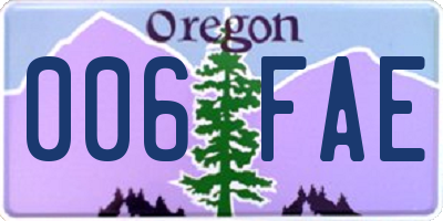 OR license plate 006FAE