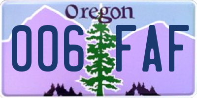 OR license plate 006FAF