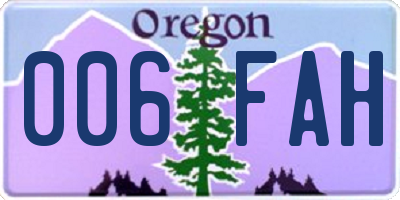 OR license plate 006FAH