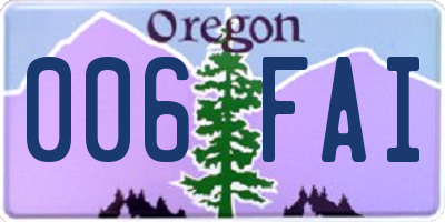 OR license plate 006FAI