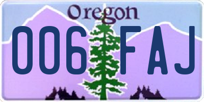 OR license plate 006FAJ
