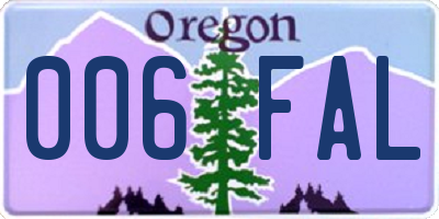 OR license plate 006FAL