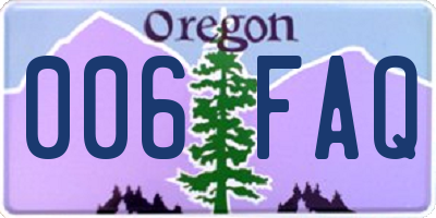 OR license plate 006FAQ