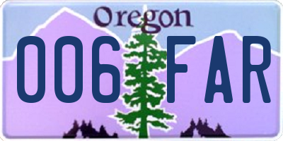 OR license plate 006FAR