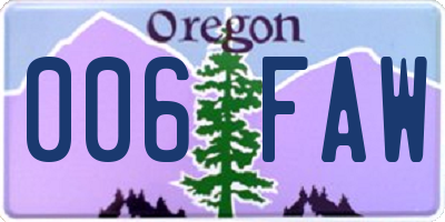 OR license plate 006FAW