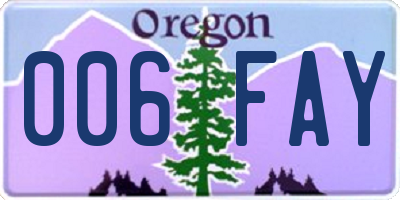 OR license plate 006FAY