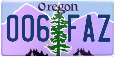 OR license plate 006FAZ