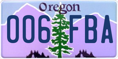 OR license plate 006FBA