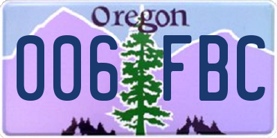 OR license plate 006FBC