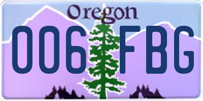 OR license plate 006FBG