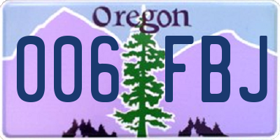 OR license plate 006FBJ
