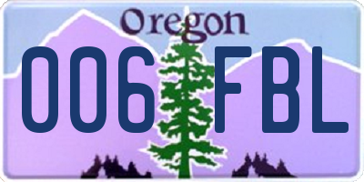 OR license plate 006FBL
