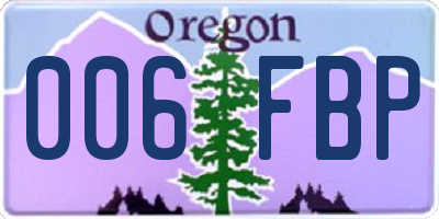 OR license plate 006FBP