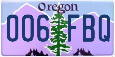 OR license plate 006FBQ