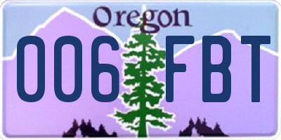 OR license plate 006FBT