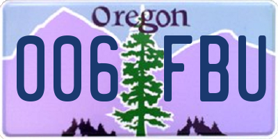 OR license plate 006FBU