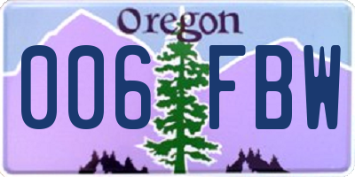 OR license plate 006FBW