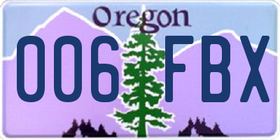 OR license plate 006FBX