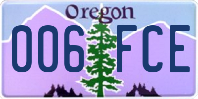 OR license plate 006FCE