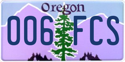 OR license plate 006FCS
