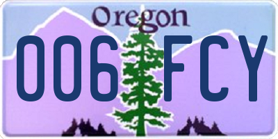 OR license plate 006FCY