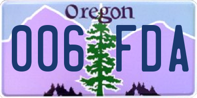 OR license plate 006FDA