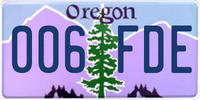 OR license plate 006FDE