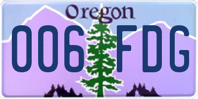 OR license plate 006FDG