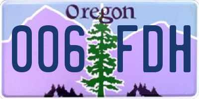 OR license plate 006FDH