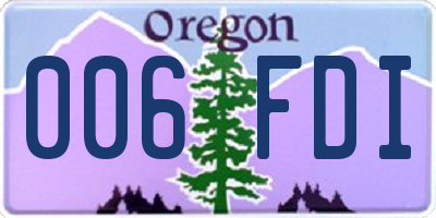 OR license plate 006FDI