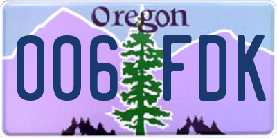 OR license plate 006FDK