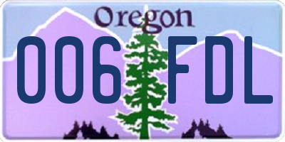 OR license plate 006FDL