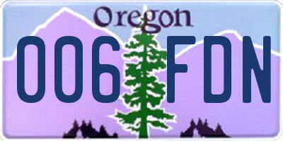 OR license plate 006FDN