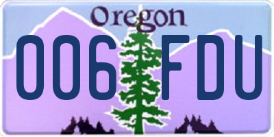 OR license plate 006FDU