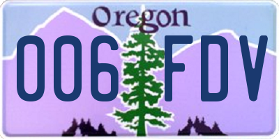 OR license plate 006FDV